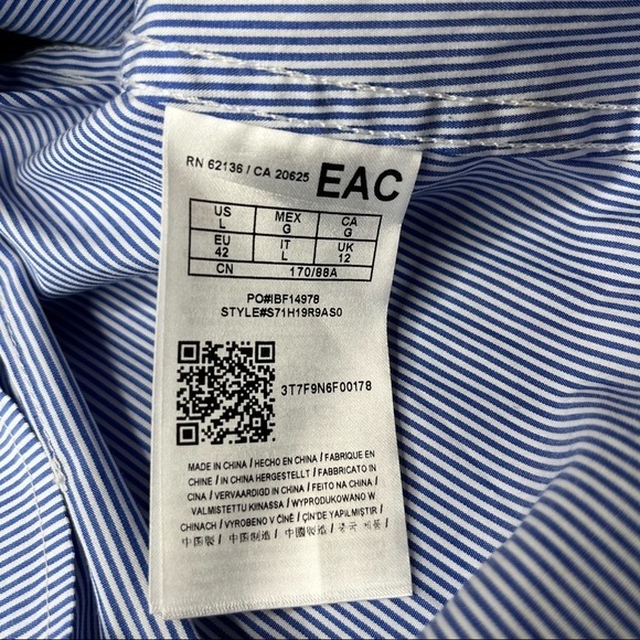 Guess Blue/White Striped Button Down Sleeveless Top Size L - Picture 6 of 9